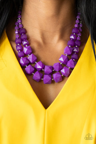 Summer Excursion- Purple and Silver Necklace- Paparazzi Accessories