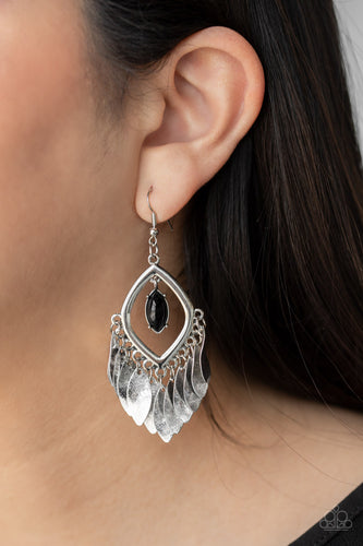Sunset Soul- Black and Silver Earrings- Paparazzi Accessories