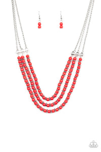 Terra Trails- Red and Silver Necklace- Paparazzi Accessories