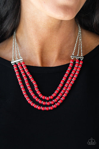 Terra Trails- Red and Silver Necklace- Paparazzi Accessories