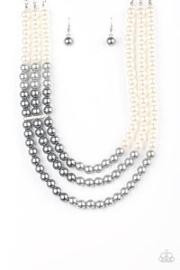 Times Square Starlet- White and Silver Necklace- Paparazzi Accessories