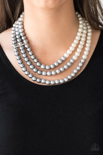 Times Square Starlet- White and Silver Necklace- Paparazzi Accessories