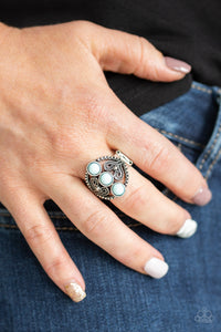 Triple Whammy- Blue and Silver Ring- Paparazzi Accessories