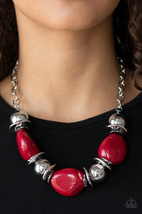 Vivid Vibes- Red and Silver Necklace- Paparazzi Accessories