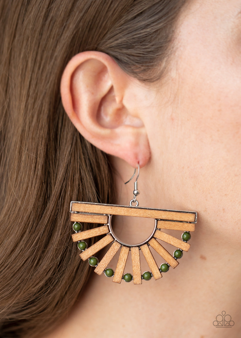 Wooden Wonderland- Green and Brown Wooden Earrings- Paparazzi Accessories