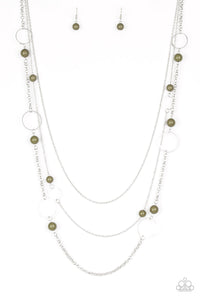 Beachside Babe- Green and Silver Necklace- Paparazzi Accessories
