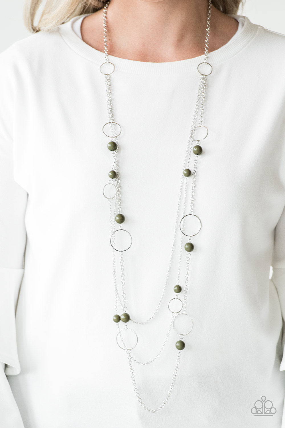 Beachside Babe- Green and Silver Necklace- Paparazzi Accessories