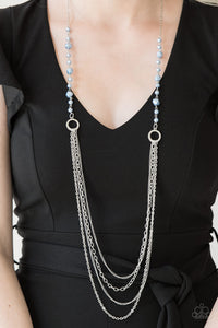 Contemporary Cadence- Blue and Silver Necklace- Paparazzi Accessories