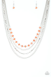 Extravagant Elegance- Orange and Silver Necklace- Paparazzi Accessories