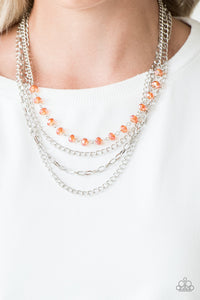 Extravagant Elegance- Orange and Silver Necklace- Paparazzi Accessories