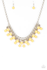 Friday Night Fringe- Yellow and Silver Necklace- Paparazzi Accessories