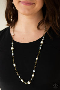 Magnificently Milan- White and Brass Necklace- Paparazzi Accessories
