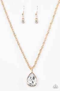 Million Dollar Drop- White and Gold Necklace- Paparazzi Accessories