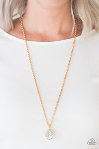 Million Dollar Drop- White and Gold Necklace- Paparazzi Accessories