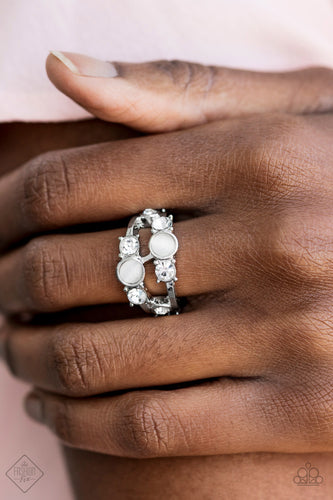 Moonlit Masquerade- White and Silver Ring- Paparazzi Accessories