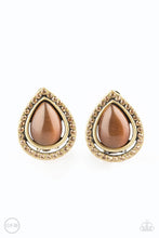 Load image into Gallery viewer, Noteworthy Shimmer- Brown and Brass Clip On Earrings- Paparazzi Accessories