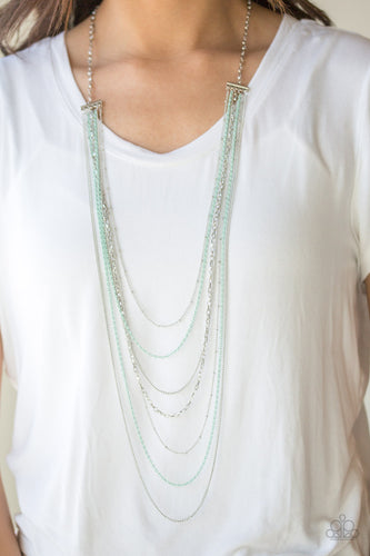 Radical Rainbows- Green and Silver Necklace- Paparazzi Accessories