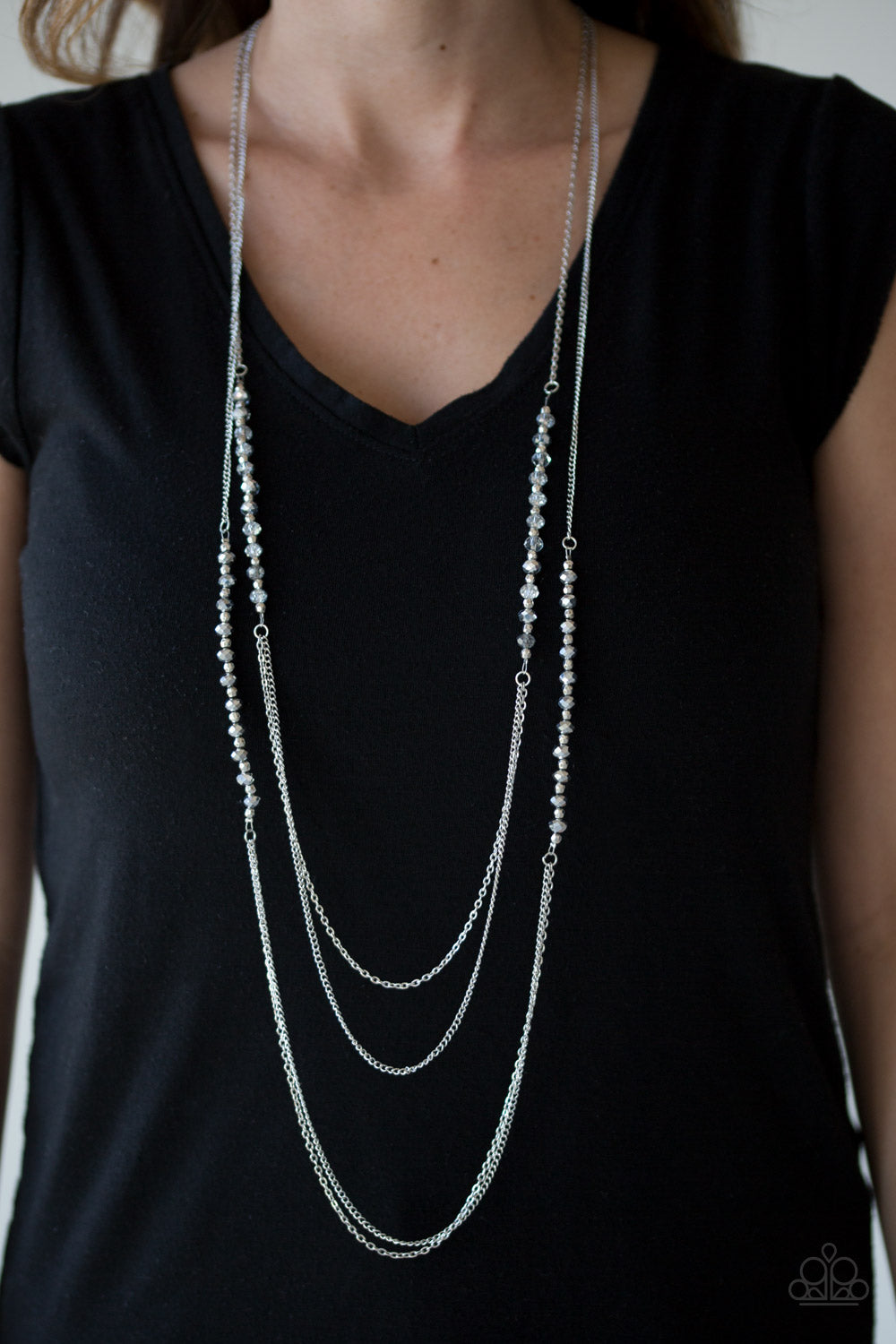 Shimmer Showdown- Silver Necklace- Paparazzi Accessories