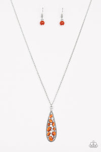 Teardrop Treasure- Orange and Silver Necklace- Paparazzi Accessories