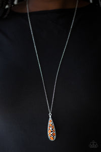 Teardrop Treasure- Orange and Silver Necklace- Paparazzi Accessories
