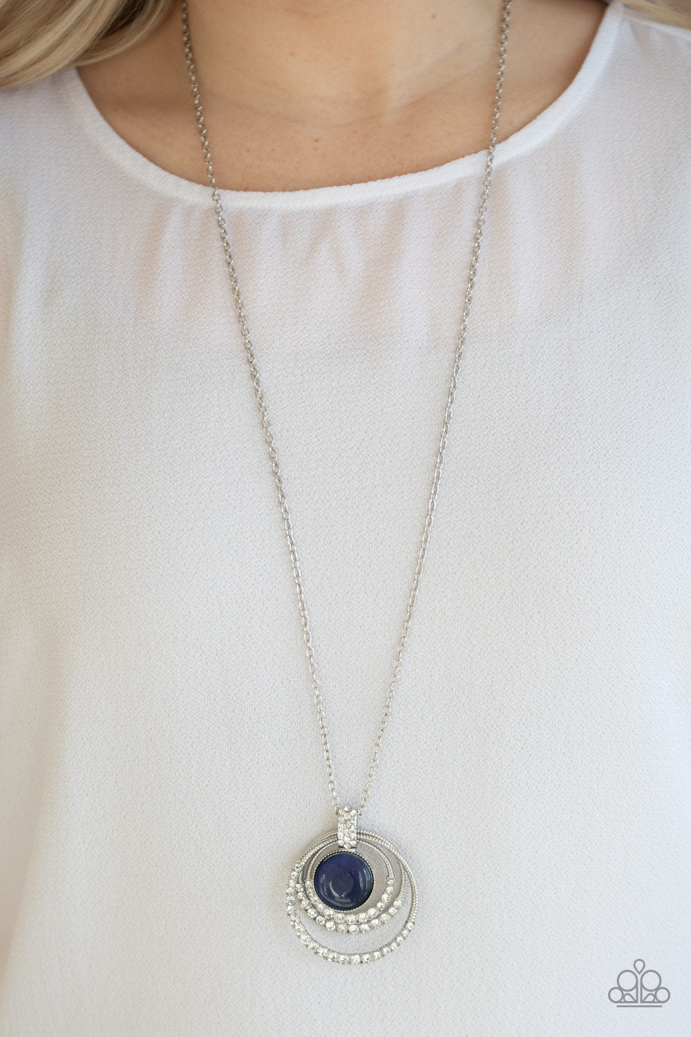A Diamond A Day- Blue and Silver Necklace- Paparazzi Accessories