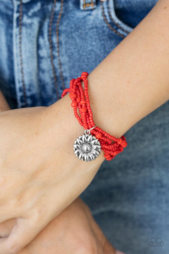 Badlands Botany- Red and Silver Bracelet- Paparazzi Accessories