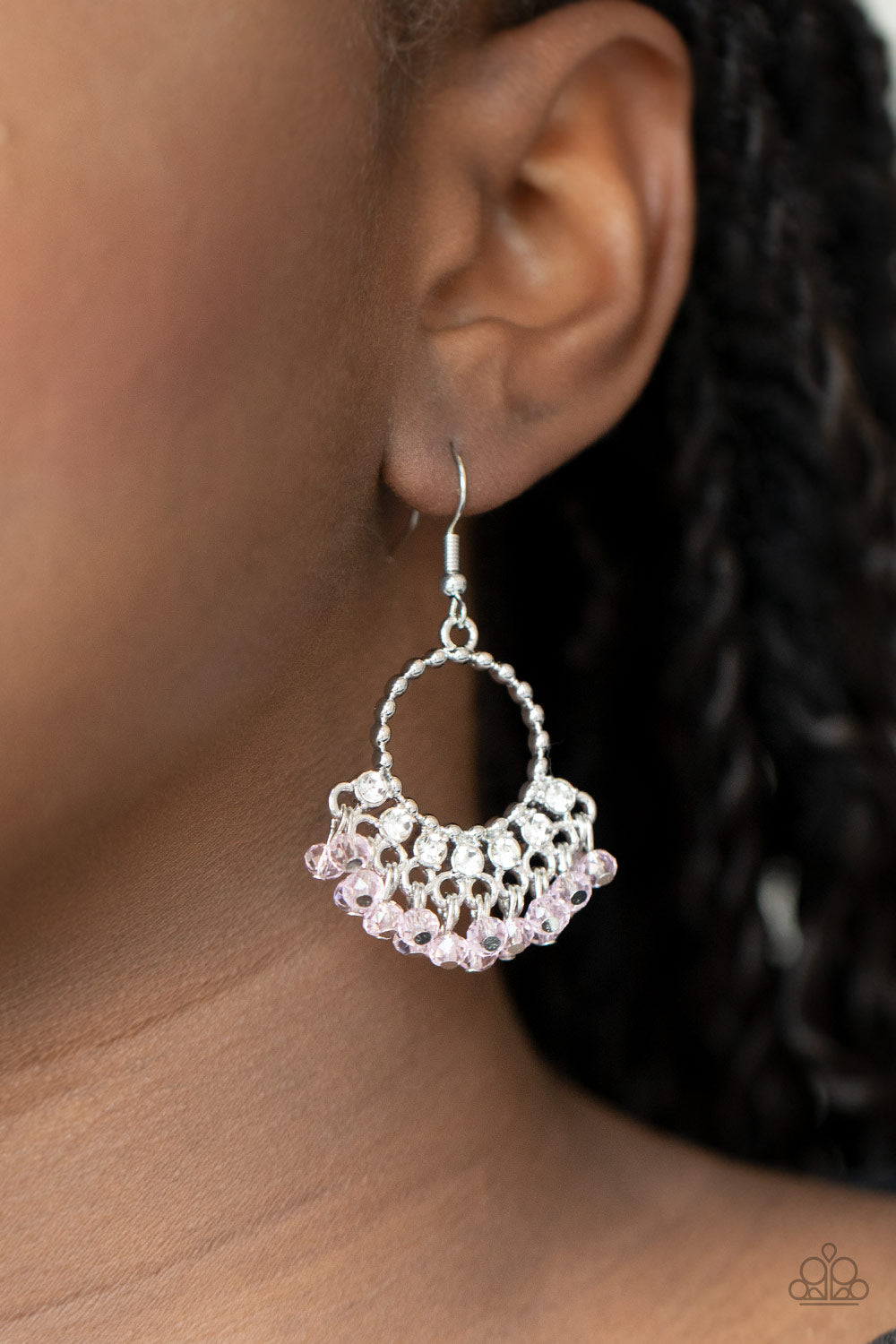 Charmingly Cabaret- Pink and Silver Earrings- Paparazzi Accessories