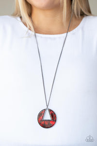 Chromatic Couture- Red and Gunmetal Necklace- Paparazzi Accessories