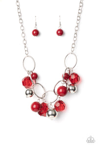 Cosmic Getaway- Red and Silver Necklace- Paparazzi Accessories