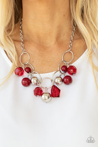 Cosmic Getaway- Red and Silver Necklace- Paparazzi Accessories
