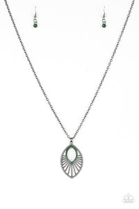 Court Couture- Green and Gunmetal Necklace- Paparazzi Accessories