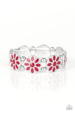 Load image into Gallery viewer, Dancing Dahlias- Red and Silver Bracelet- Paparazzi Accessories