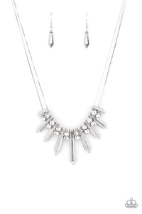 Dangerous Dazzle- White and Silver Necklace- Paparazzi Accessories