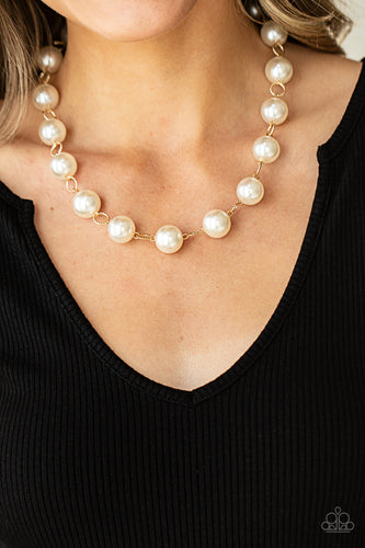 Ensconced In Elegance- White and Gold Necklace- Paparazzi Accessories