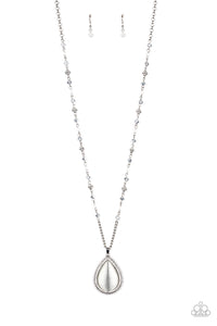 Fashion Flaunt- White and Silver Necklace- Paparazzi Accessories