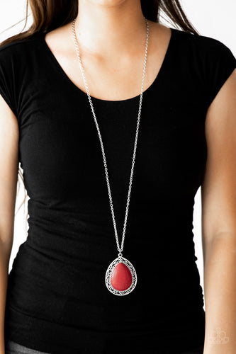 Full Frontier- Red and Silver Necklace- Paparazzi Accessories