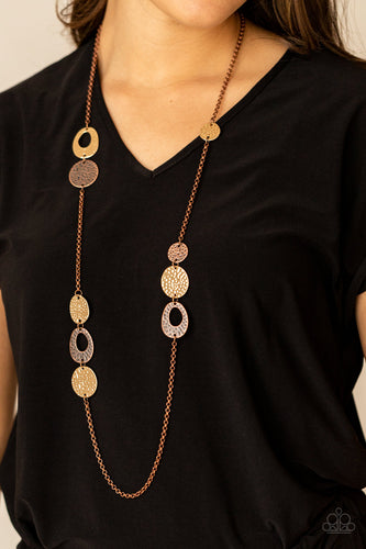 Gallery Guru- Gold and Copper Necklace- Paparazzi Accessories