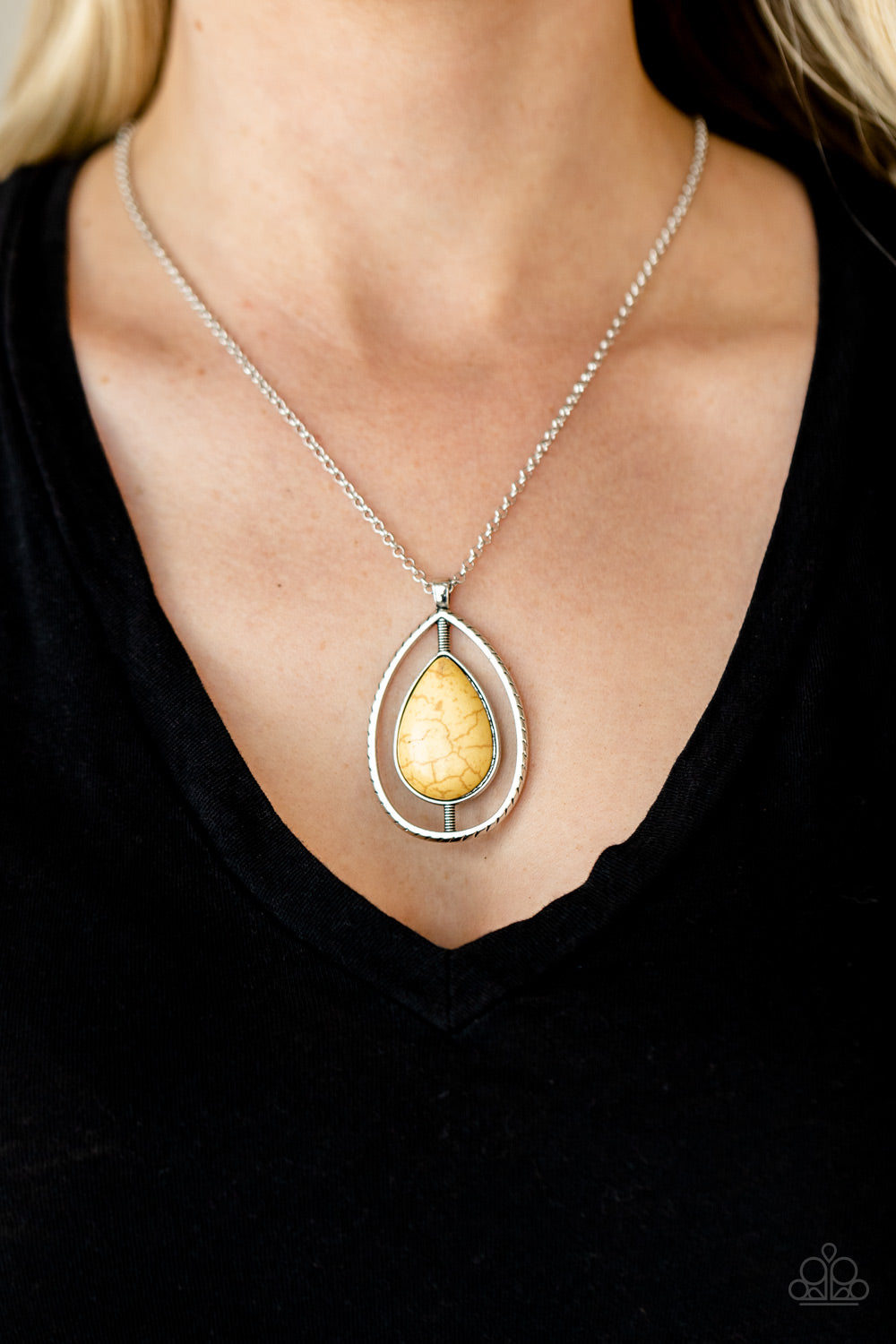 Here Today, PATAGONIA Tomorrow- Yellow and Silver Necklace- Paparazzi Accessories