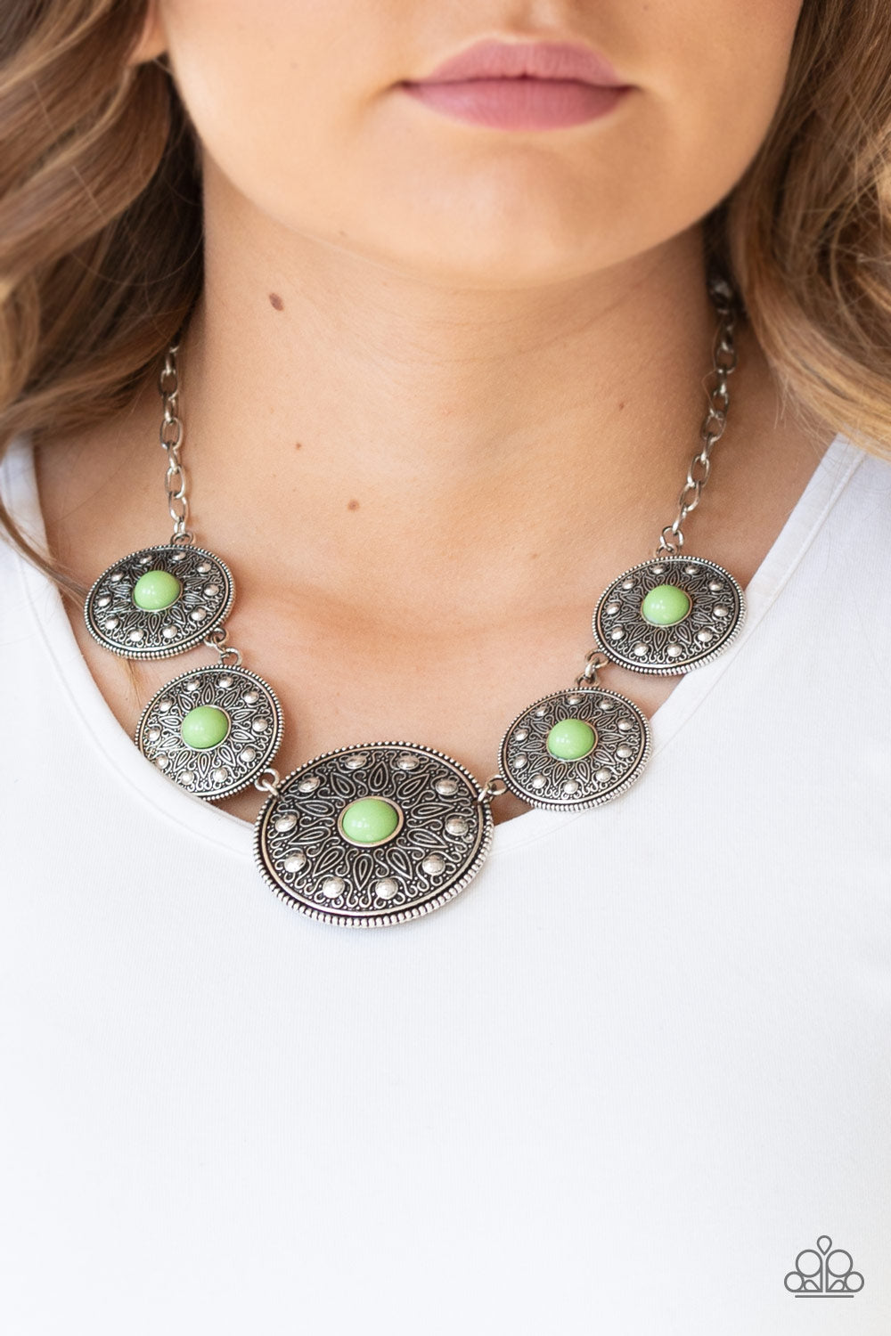 Hey SOL Sister- Green and Silver Necklace- Paparazzi Accessories