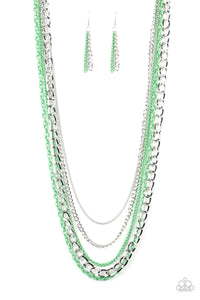 Industrial Vibrance- Green and Silver Necklace- Paparazzi Accessories