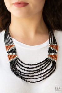 Kickin It Outback- Black and Brown Necklace- Paparazzi Accessories
