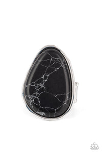 Marble Mecca- Black and Silver Ring- Paparazzi Accessories