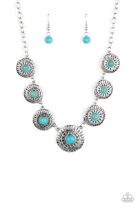 Sahara Solar Power- Blue and Silver Necklace- Paparazzi Accessories