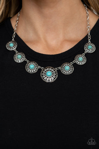 Sahara Solar Power- Blue and Silver Necklace- Paparazzi Accessories