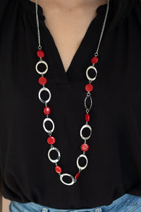 SHELL Your Soul- Red and Silver Necklace- Paparazzi Accessories
