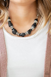 Stunningly Stone Age- Black and Silver Necklace- Paparazzi Accessories