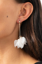 Load image into Gallery viewer, Suspended In Time- White and Gold Earrings- Paparazzi Accessories