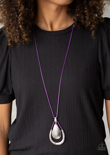 Texture Trekker- Purple and Silver Necklace- Paparazzi Accessories