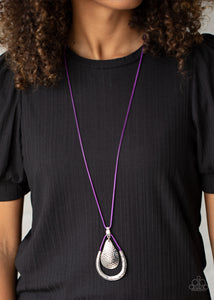Texture Trekker- Purple and Silver Necklace- Paparazzi Accessories