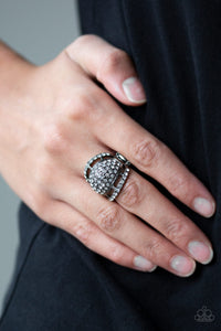 The Seven-FIGURE Itch- White and Gunmetal Ring- Paparazzi Accessories